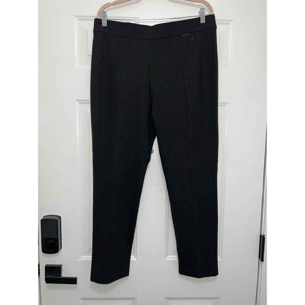 Anne Klein Ankle Pants Womens Size 16 Black White Pockets Stretch Pull On Career